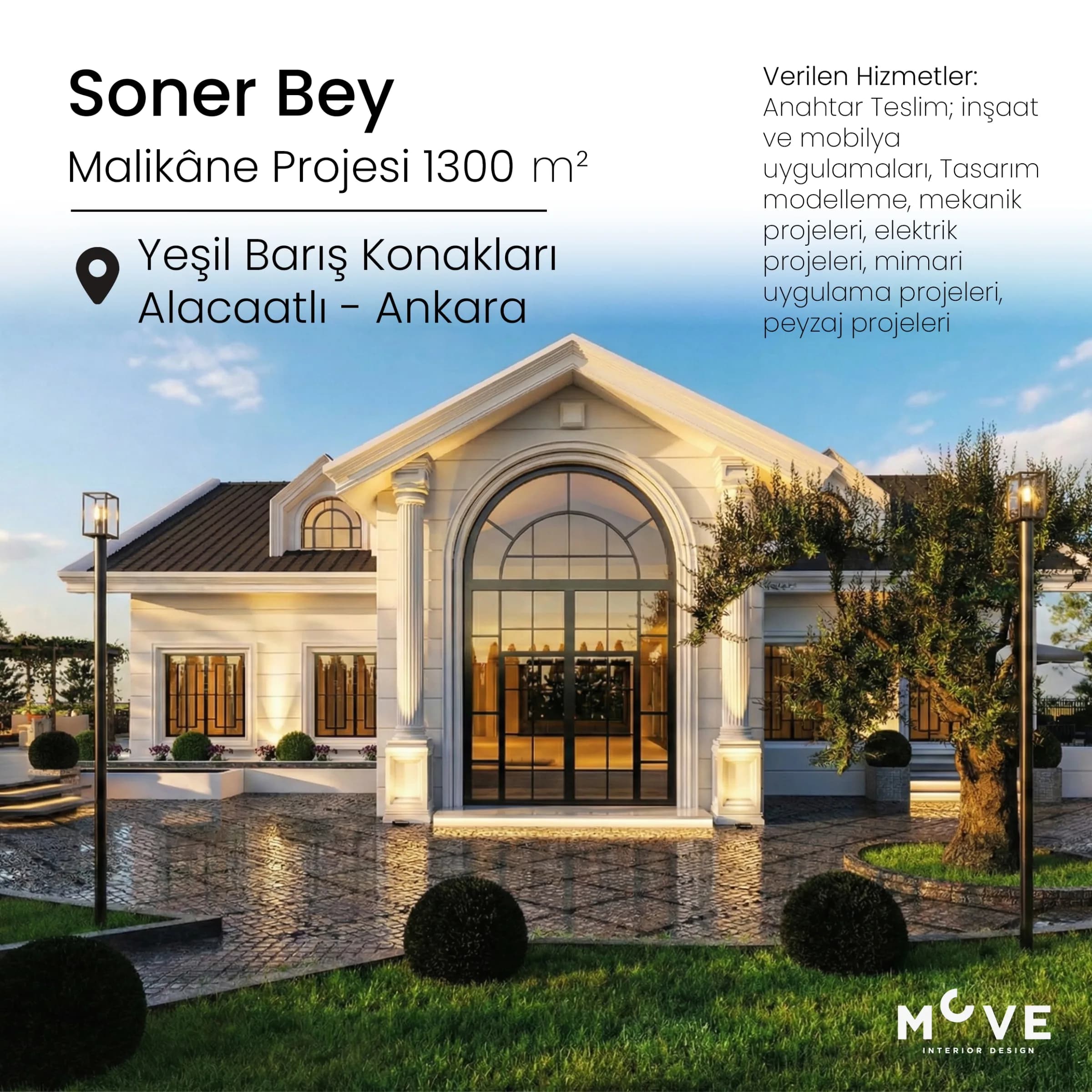 Soner Bey Yeşil Barış Konakları Anahtar Teslim İç ve dış Tasarım Projesi